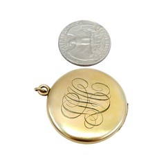 Antique Victorian Yellow Gold Filled Large Round Monogram Locket/Pendant
