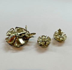 Vintage Gold Flower Brooch & Clip Earring Set | AB Rhinestone | 1950s