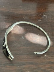Vintage Bracelet Mexico Alpaca Silver Celestial Abalone Mother of Pearl Inlay
