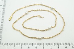 PRETTY ANTIQUE ENGLISH 15K GOLD NATURAL PEARL CHAIN NECKLACE c1890