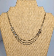 Vintage Y2K Dainty Silver Tone 3 Strand Drape Adjustable 12″ Choker Necklace