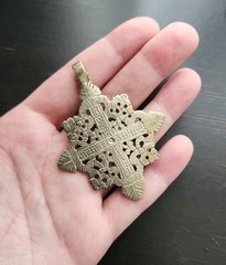 Antique Ethiopian Coptic Cross Pendant Silver Alloy Cross Pattée Toulouse