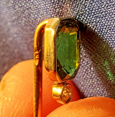 EARTH MINED Demantoid Deco Original Gatsby era Antique Platinum 14K Pin Signed