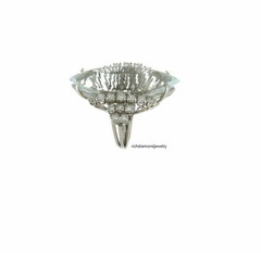 Sparkling Large Marquise Shape 56.00CT Aquamarine With 2.38CT Fine CZ Party Ring