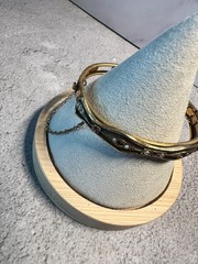 Vintage 1940s-1950s Art Deco Gold-Tone Hinged Bangle Brass Bracelet Seed Pearls