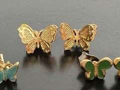 Vintage Butterfly Earrings Filigree Open Pierced Colorful Lot 6 Dainty Small See
