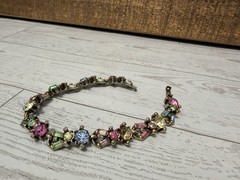 Hollycraft Pastel Rhinestone Bracelet, Stamped Copr 1955, 1950s Vintage Jewelry