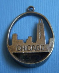Vintage Wells Chicago skyline Illinois gold plated sterling charm