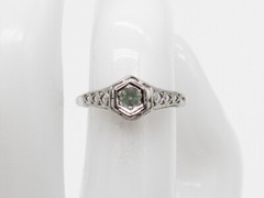 Antique 1920s BELAIS .25ct Natural Alexandrite 18k White Gold Filigree Ring