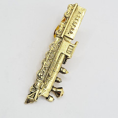Train AT SF RR Atchison Topeka and Santa Fe Railway Gold Tone Vintage Tie Clasp