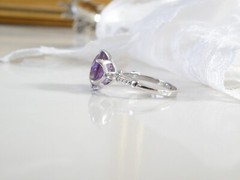 Vintage Sterling Silver 925 Rose De France Heated Amethyst Crown Ring Size 7