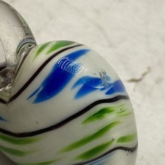 Vintage Murano Venetian Blue Green White Striped Heart Shaped Pendant