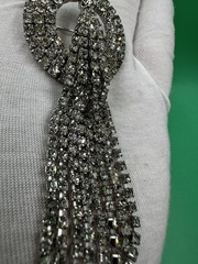 Vintage Weiss Brooch Pin Art Deco w/Dangles Fancy Clear Rhinestone Silver Tone