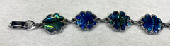 Vintage Abalone Shell Bracelet Flower Chain Iridescent Tropical Y2K 90s Jewelry