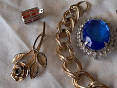 Antique Vintage Rhinestone Jewelry Mixed Lot Charms Brooches Sterling Ring AVON