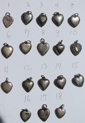 Vintage 1940s Sterling Silver Puffy Heart Charms WWII Sweetheart CHOOSE ONE