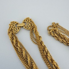Vintage Multi Strand Gold Tone Necklace Goldette Layered Chains 20″