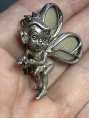 47. Vintage 925 Sterling PIXIE Fairy Elf Abalone Wings Pin 1 3/8″x 1 1/4″, 10.3g