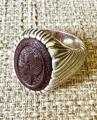 🩸 Hand-Engraved Art Silver Ring Piece-Unique Cherry-Red Masterpiece 🩸