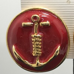 Vintage Fashion Jewlery Red Enamel & Gold Anchor Clip Earring
