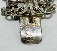 Antique European 800 Silver Filigree Bracelet 7.5 Inches Signed True Vintage