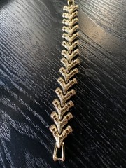 Vintage Marvella Textured Gold Tone Chevron Panel Bracelet