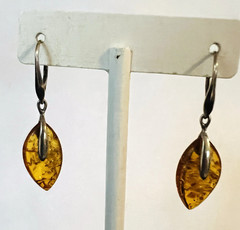 Lot of 6 Pairs Sterling Silver Baltic & Green AMBER Pierced Earrings Stud & Drop