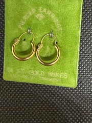 Vintage Solid 14kt Gold Earwire Gold Filled Hoop Earrings 0.66g NOS