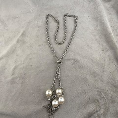 Vintage Lariat Necklace Bolo Slide Silver Tone 21’