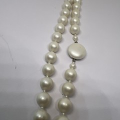 Vintage Signed Japan 12mm Faux Pearl Bead 22” Necklace (8338)