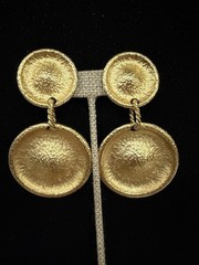 Vintage Anne Klein Couture Gold Tone Clip-On Earrings Runway Style Unsigned