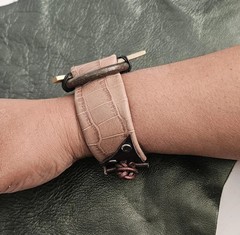 MyxxBlenz leather cuff bracelet with brass ring and goldtone spike NWOT