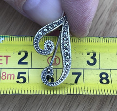 Vintage Sterling Marcasite Letter J I T Brooch Pin Antique Cursive Art Deco