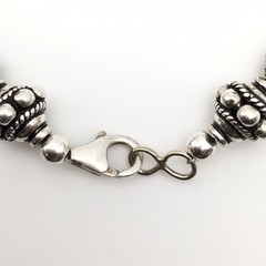 Silver Schark Handmade Sterling Silver & Black Onyx Beaded Bracelet 8” 20g #57
