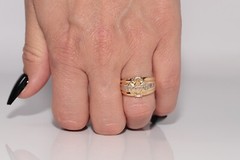 Vintage Circa 1990s 18k Gold Marquise Cut And Baguette Cut Diamond Ring