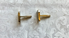Vintage Gold Tone Cufflinks & Tie Bar Set Scroll Signed Lamode Karatclad Classy