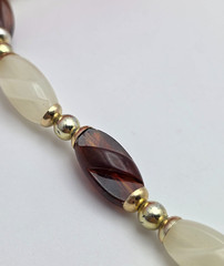Vintage Faux Amber Milky Lucite Twisted Bead Necklace Gold Tone 30 In