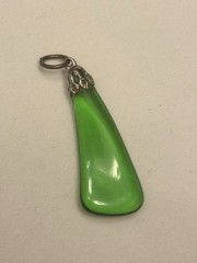 1970 Style Green Glass Teardrop Pendant With Bale Closure Modernist Art Glass