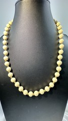 Vintage Crown TRIFARI Cream Color Beads W/ Trifarium Gold Tone Spacers Necklace