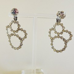 Jeweled art deco Earrings VTG Clip Austrian Crystal Rhinestone Sparkly Dangle 2″