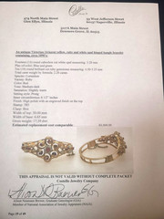 Spectacular Victorian 14K Yellow Gold Bangle Bracelet w/ Rubies and White Opals.