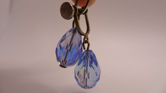 Vintage Blue Dangle Faceted Bead Screw Post Earrings