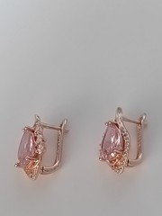 Vintage 1990-s 14 Ct Rolled Gold Pink Topaz Zircons Earrings-Hallmarked 585 RG