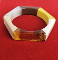 Vintage Multicoloured Lucite Resin Bangle hexagonal Bangle Geometric