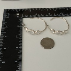 $595 Ippolita 925 Sterling Silver Clear Rock Candy Quartz 4 Stone Hoop Earrings
