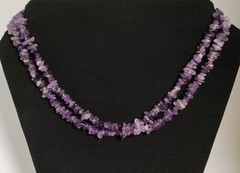 VINTAGE 7MM GENUINE AMETHYST POLISHED NUGGET NATURAL GEMSTONE NECKLACE 17′ 62g