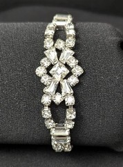 Brilliant Parco Rhinestone 50’s Bracelet Baguette Round Square Clear 7.25″