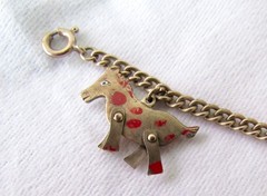 Vintage Czechoslovakia Articulated Animal Charm Bracelet PAT Enamel Farm Animals