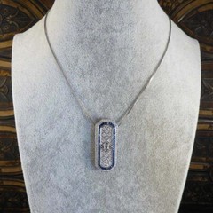 Art Deco Round Sapphire Lab Created Diamond Wedding 14K WhiteGold Filled Pendant