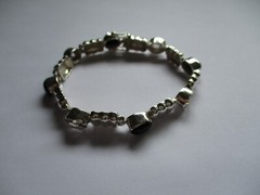 Vintage 950 Silver Black Onyx and White Cubic Zirconia ?? Bracelet 7 1/2″